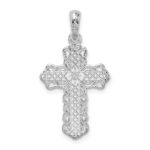 De-Ani Sterling Silver Polished Lace-edge Cross Pendant - Image 4