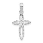 De-Ani Sterling Silver Rhodium-Plated Scalloped Edge Cut-Out Cross Pendant - Image 4