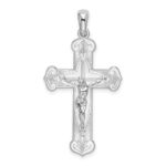 De-Ani Sterling Silver Rhodium-Plated Polished Budded Crucifix Pendant
