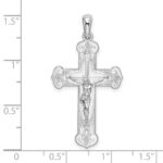 De-Ani Sterling Silver Rhodium-Plated Polished Budded Crucifix Pendant - Image 3