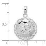 De-Ani Sterling Silver Rhodium-Plated Polished Scalloped Edge Angel Pendant - Image 3