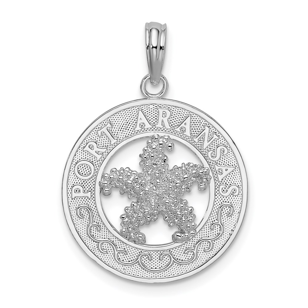 QC10324.jpg De-Ani Sterling Silver Rhodium-Plated Port Aransas Circle with Starfish Pendant - Image 1