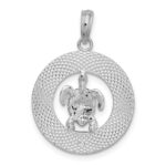 De-Ani Sterling Silver Rhodium-Plated Port Aransas Circle with Turtle Pendant - Image 4