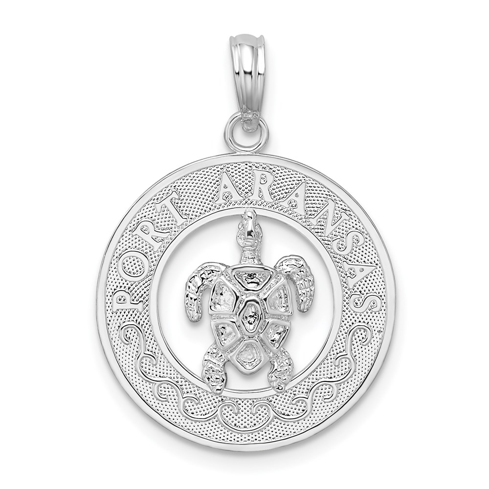 QC10326.jpg De-Ani Sterling Silver Rhodium-Plated Port Aransas Circle with Turtle Pendant - Image 1