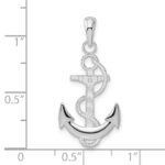 De-Ani Sterling Silver Rhodium-Plated Polished Anchor with Rope Pendant - Image 3