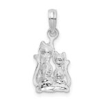 De-Ani Sterling Silver Rhodium-Plated Polished Big and Little Cats Pendant - Image 4