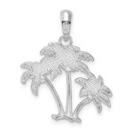 De-Ani Sterling Silver Rhodium-Plated Polished Palm Trees Pendant - Image 4