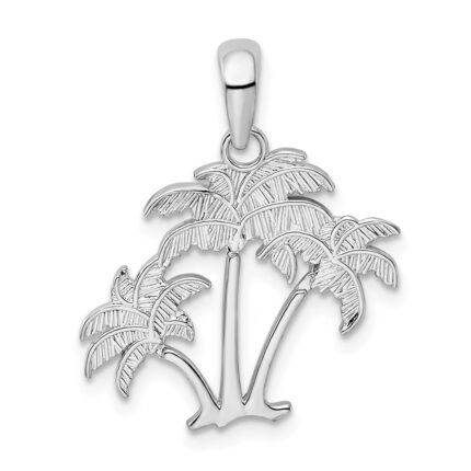 De-Ani Sterling Silver Rhodium-Plated Polished Palm Trees Pendant