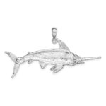 De-Ani Sterling Silver Rhodium-Plated Polished and Satin Swordfish Pendant - Image 4