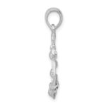 De-Ani Sterling Silver Rhodium-Plated 3D Anchor with Rope and Shackle Pendant - Image 2