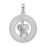 De-Ani Sterling Silver Rhodium-Plated Turks and Caicos Circle with Turtle Pendant - Image 3