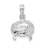 De-Ani Sterling Silver Rhodium-Plated Polished Blue Crab Pendant - Image 4