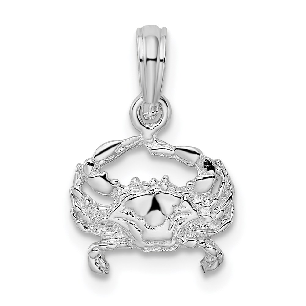 QC10378.jpg De-Ani Sterling Silver Rhodium-Plated Polished Blue Crab Pendant - Image 1