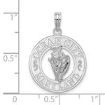 De-Ani Sterling Silver Rhodium-Plated Ocean City Maryland Circle with Shell Pendant - Image 3