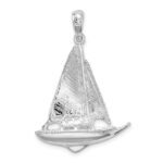 De-Ani Sterling Silver Rhodium-Plated Polished 3D Sailboat Pendant - Image 4