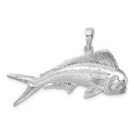 De-Ani Sterling Silver Rhodium-Plated Polished 3D Mahi-Mahi Fish Pendant - Image 4