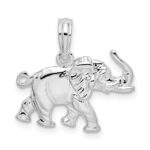 De-Ani Sterling Silver Rhodium-Plated Polished 3D Elephant Pendant - Image 4