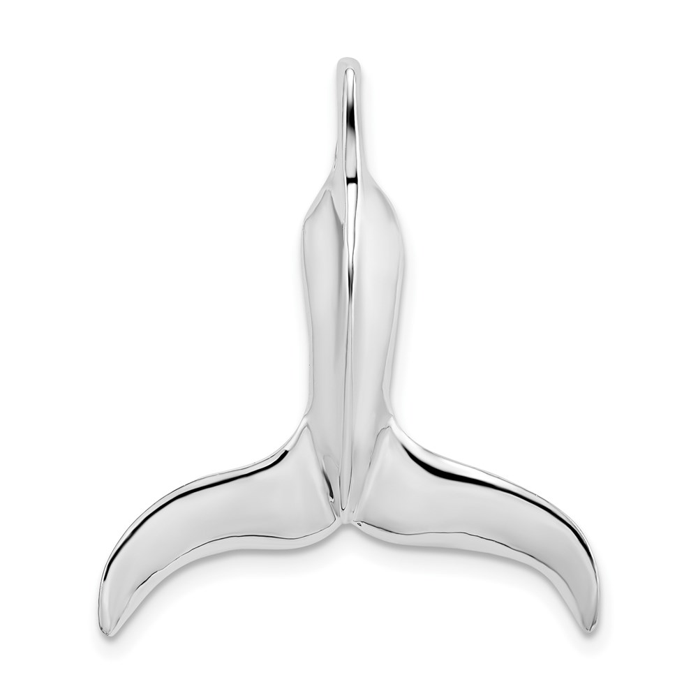 QC10391.jpg De-Ani Sterling Silver Rhodium-Plated Polished 3D Whale Tail Pendant - Image 1