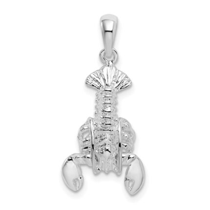 De-Ani Sterling Silver Rhodium-Plated Polished Moveable Lobster Pendant