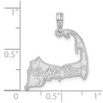 De-Ani Sterling Silver Rhodium-plated Polished Cape Cod Map Pendant - Image 3