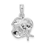 De-Ani Sterling Silver Rhodium-Plated Polished Shell Cluster Pendant - Image 4
