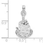 De-Ani Sterling Silver Polished Happy Birthday Slice of Cake Pendant - Image 3
