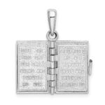 De-Ani Sterling Silver Rhodium-Plated Moveable 3D Lord's Prayer Bible Pendant - Image 7