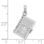 De-Ani Sterling Silver Rhodium-Plated Moveable 3D Spanish Santa Biblia Pendant - Image 5