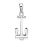 De-Ani Sterling Silver Rhodium-Plated Polished 3D Navy Anchor Pendant
