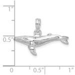 De-Ani Sterling Silver Rhodium-Plated Polished 3D Humpback Whale Pendant - Image 3