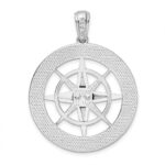 De-Ani Sterling Silver Rhodium-Plated Polished Large Nautical Compass Pendant - Image 4