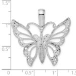 De-Ani Sterling Silver Rhodium-plated Diamond-Cut Cut-Out Butterfly Pendant - Image 3