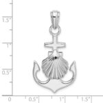 De-Ani Sterling Silver Rhodium-Plated Polished Anchor with Scallop Shell Pendant - Image 3