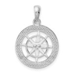 De-Ani Sterling Silver Rhodium-Plated Polished Nautical Compass Pendant - Image 4