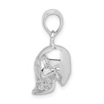 De-Ani Sterling Silver Rhodium-Plated Polished 3D Skull Pendant - Image 2