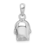 De-Ani Sterling Silver Rhodium-Plated Polished 3D Skull Pendant - Image 4