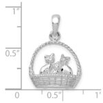 De-Ani Sterling Silver Rhodium-plated Polished 3D Kittens in Basket Pendant - Image 3