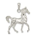 De-Ani Sterling Silver Rhodium-Plated Polished 3D Standing Horse Pendant - Image 4