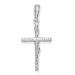 De-Ani Sterling Silver Rhodium-Plated Polished Thin Crucifix Pendant - Image 4