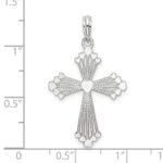 De-Ani Sterling Silver Rhodium-Plated Polished Heart Cross Pendant - Image 3
