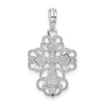 De-Ani Sterling Silver Rhodium-Plated Polished Fancy Lacy Cross Pendant - Image 4