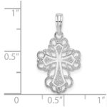 De-Ani Sterling Silver Rhodium-Plated Polished Fancy Lacy Cross Pendant - Image 3