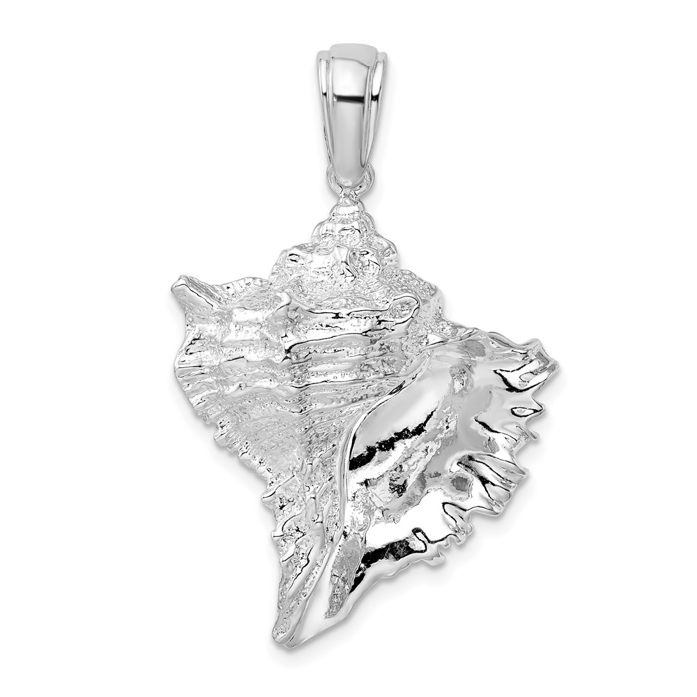 QC10480.jpg De-Ani Sterling Silver Rhodium-Plated Polished Conch Shell Pendant - Image 1