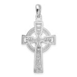 De-Ani Sterling Silver Rhodium-Plated Polished Cut-Out Celtic Crucifix Pendant - Image 4