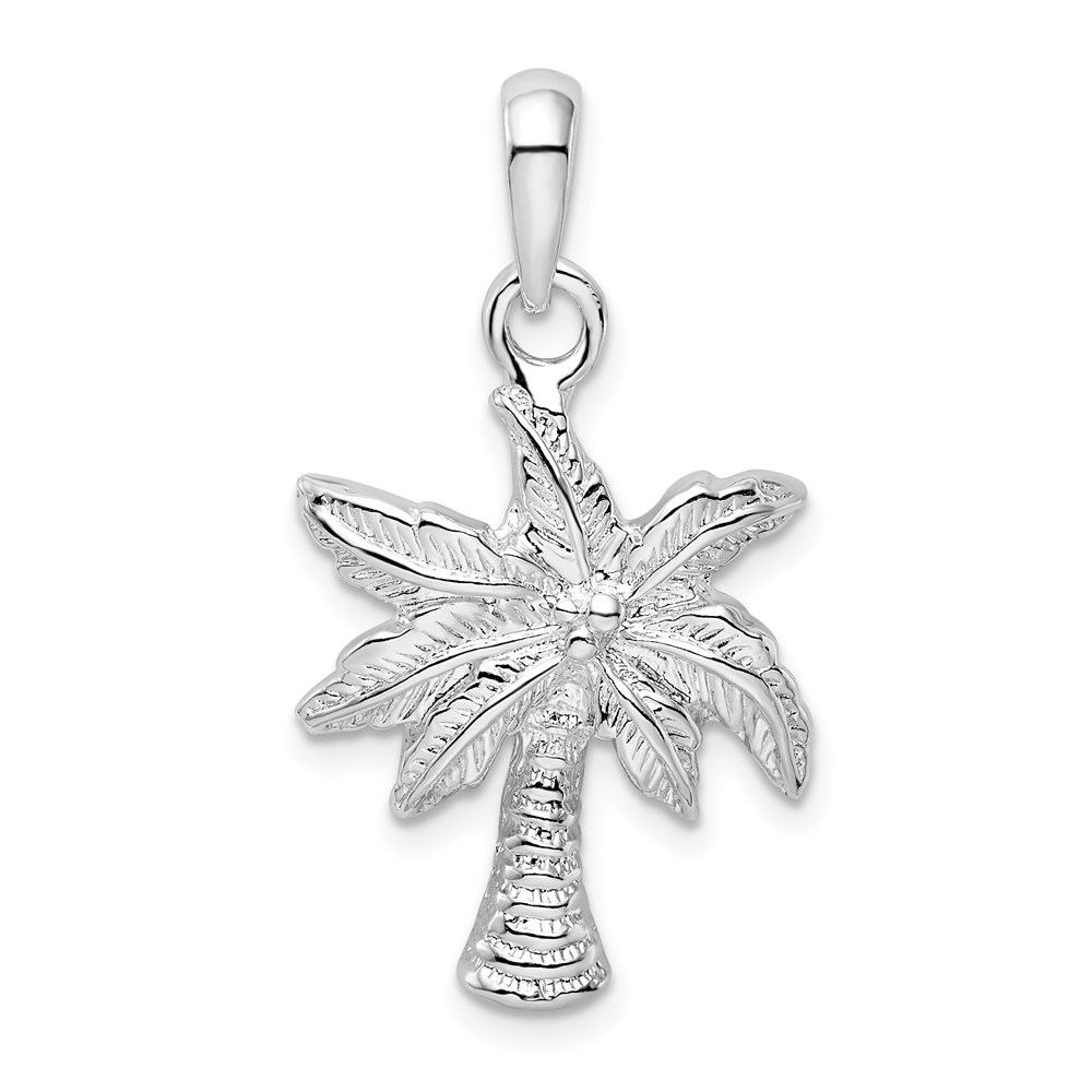 QC10486.jpg De-Ani Sterling Silver Rhodium-Plated Polished Palm Tree Pendant - Image 1