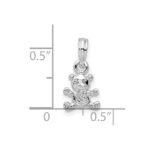 De-Ani Sterling Silver Rhodium-Plated Polished 3D Mini Bear Pendant - Image 3