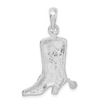 De-Ani Sterling Silver Rhodium-Plated Polished 3D Cowboy Boot with Spur Pendant - Image 4