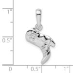 De-Ani Sterling Silver Rhodium-Plated Polished 3D Cowboy Boot Pendant - Image 3