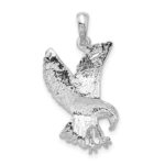 De-Ani Sterling Silver Rhodium-Plated Polished Textured Landing Eagle Pendant - Image 4