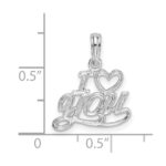 De-Ani Sterling Silver Rhodium-plated Polished I HEART YOU Script Pendant - Image 3